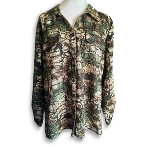 Notations Snake Print Button Down Shirt